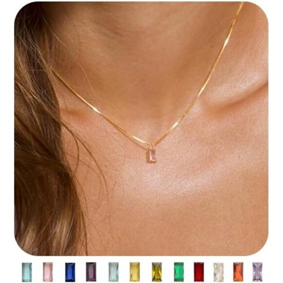 Jewelry - Diamond Necklaces for Women 14K Gold Plated Emerald Birthstone Necklace